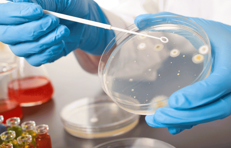 Abstracte weergave van celonderzoek en biotechnologie